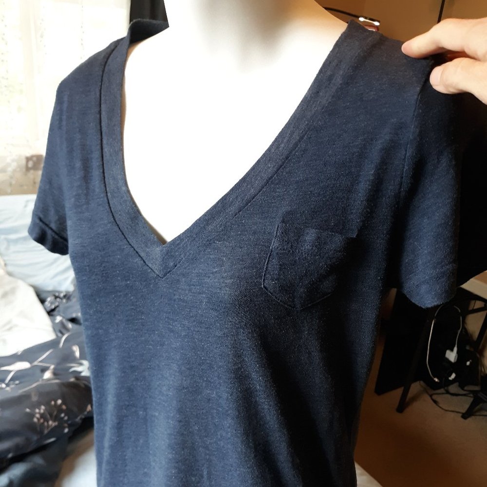 Mossimo Blue Boyfriend V Neck Pocket Tee